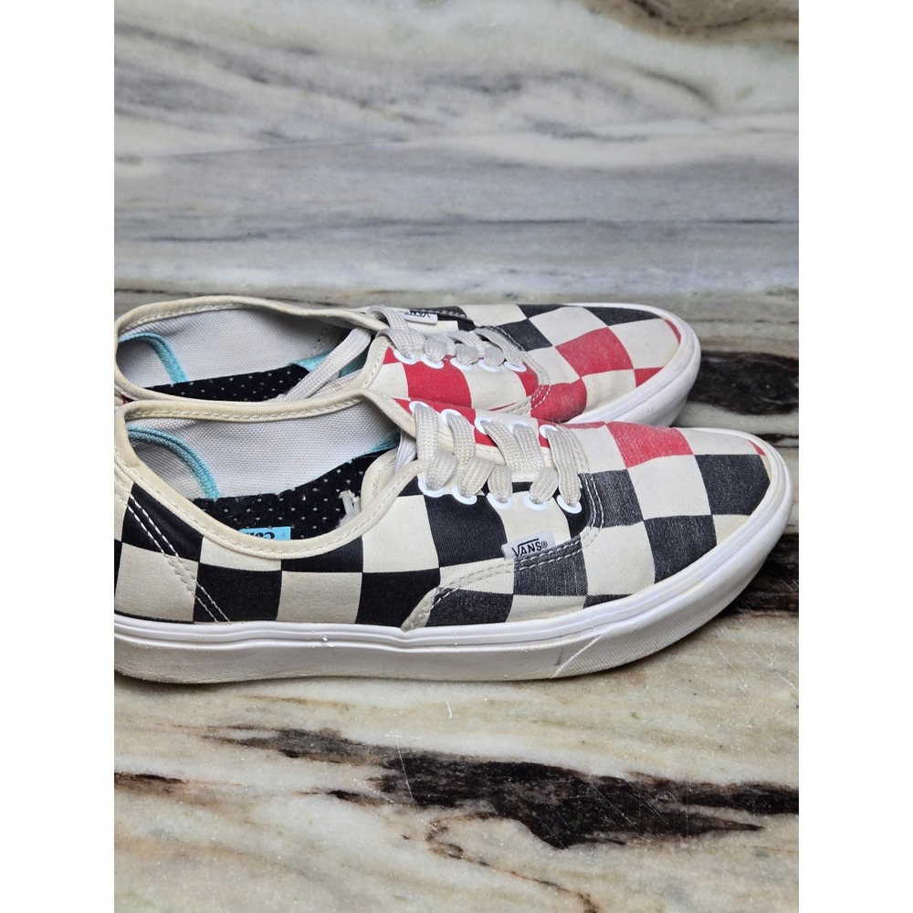 Vans Authentic ComfyCush Red Black Checkerboard Sneakers Mens 7.5 Womens 9 - Picture 4 of 8